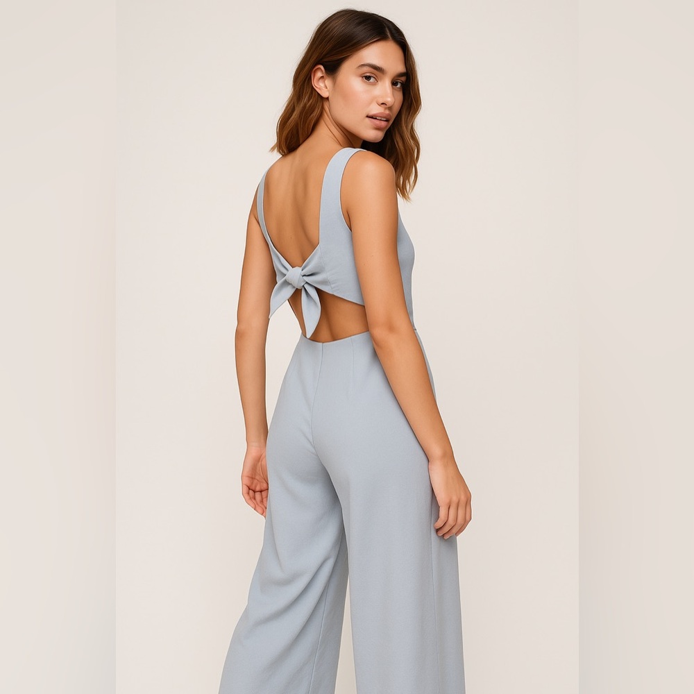 Aritzia Wilfred Light Blue Cropped Romper Jumpsuit Women’s Size 8